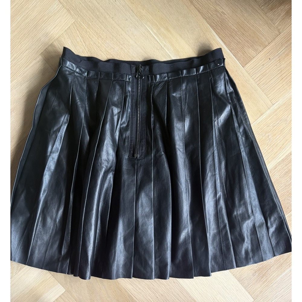 Phillip Lim Lamb Leather Silk Lined Pleated Mini Skirt Size 6
